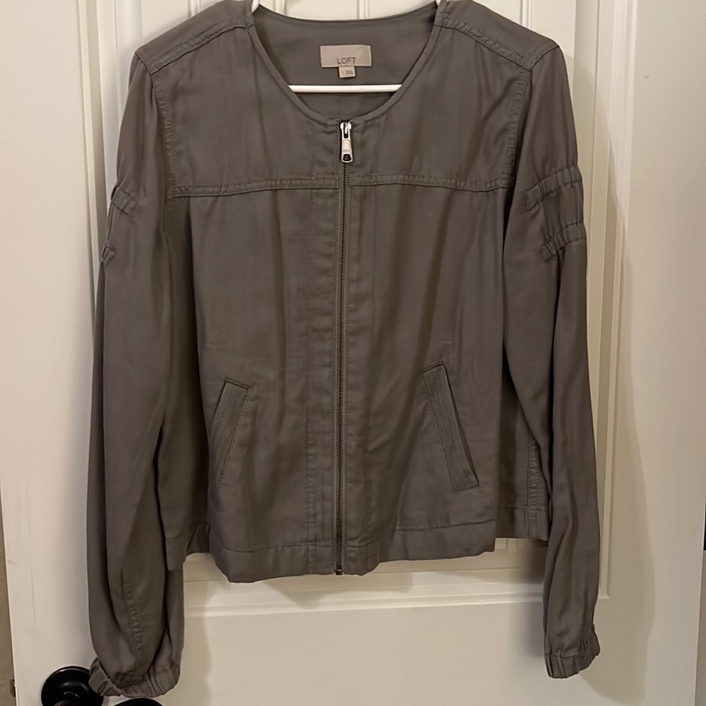 Loft Gray Bomber Jacket Size S